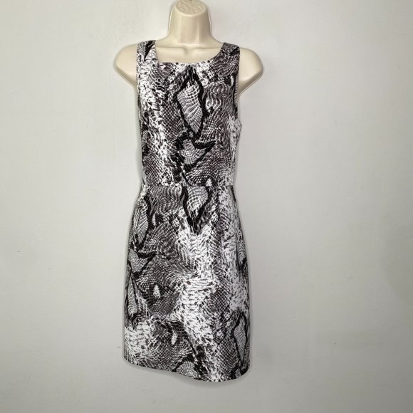 BB. Dakota Dresses & Skirts - BB Dakota Sleeveless Snakeskin Print Sheath Dress "Vickie' Gray White Sz Medium